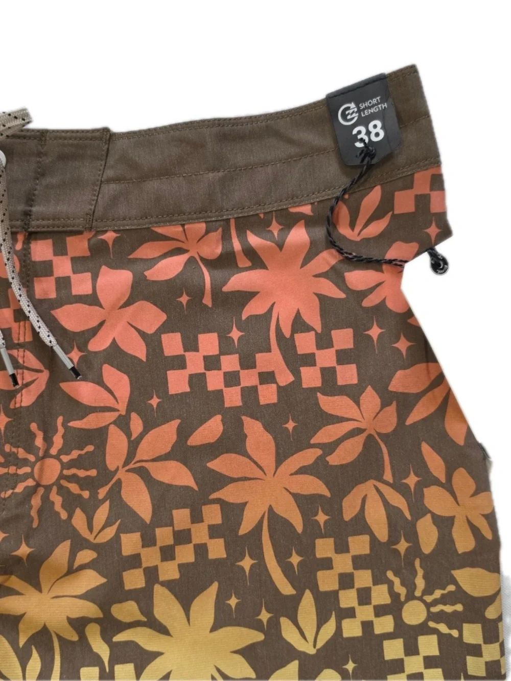 Billabong Board Shorts‎ Mens 38 Brown Floral Drawstring Back Pocket Lined